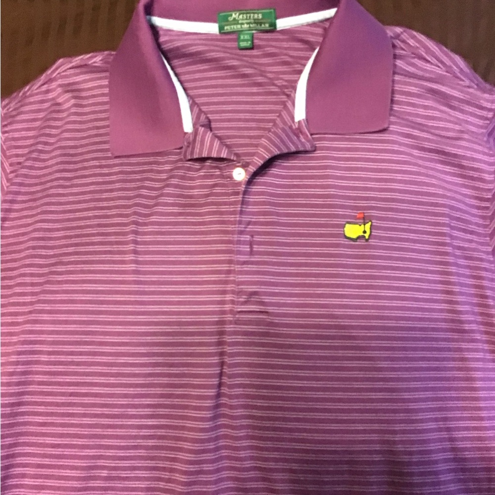Masters Peter Millar Purple Polo Shirt with Stripes - Picture 4 of 5